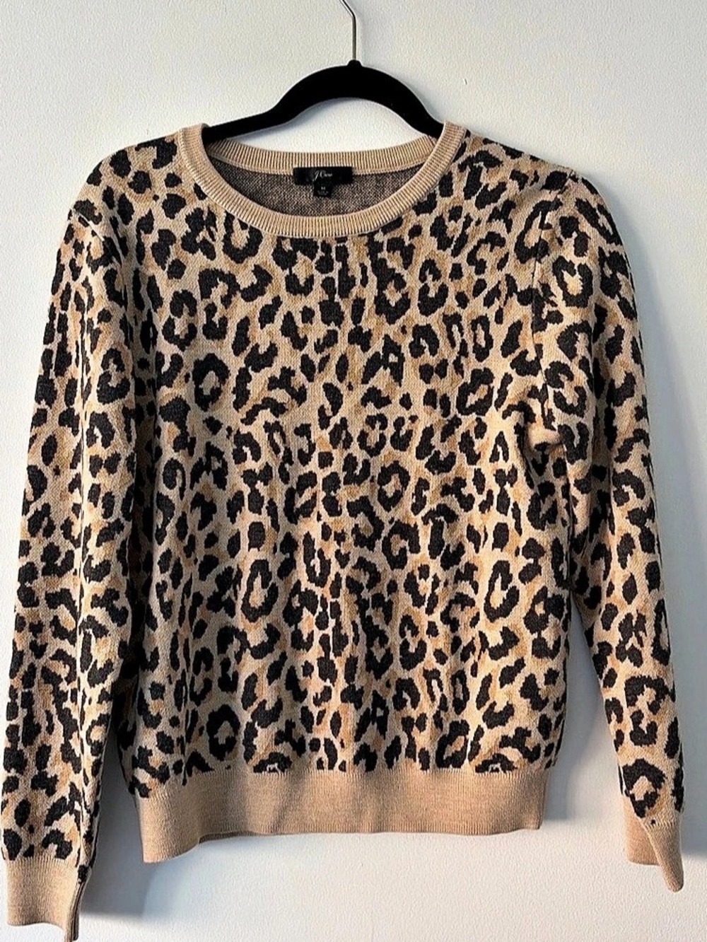 J.Crew Leopard Print Merino Wool Sweater Size Medium
